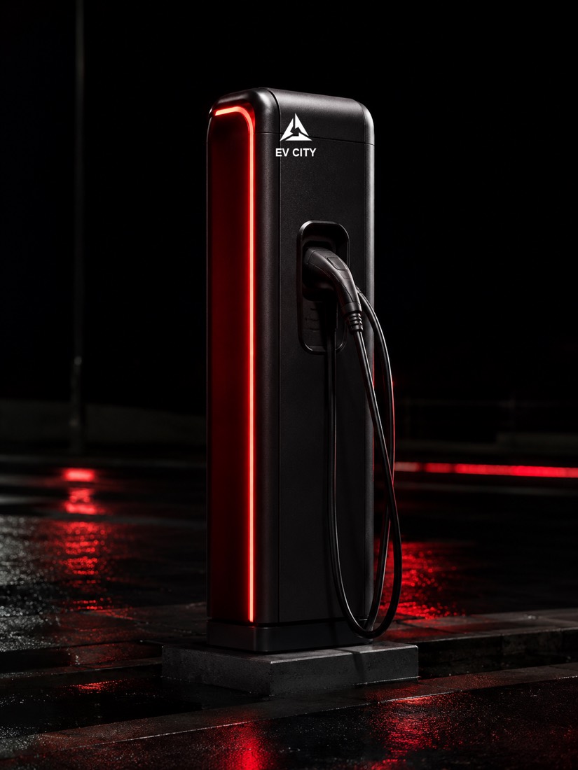 Cargador de calle Kronix con energía roja de noche